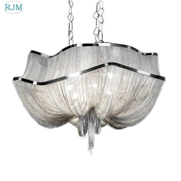 Post-Modern Luxury Tassel Pendant Lamp Two-Story Aluminum Pendant Lights for Duplex House Hotel Lobby Living Room Lighting Decor 1