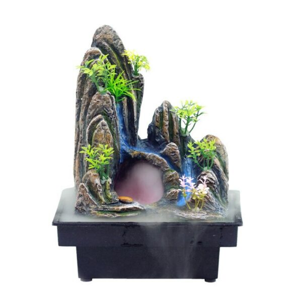 Indoor Relaxation Desktop Fountain Waterfall with Rockery Plant Atomizing Humidifier Perfect for Office Home Bedroom Desk Decor 3