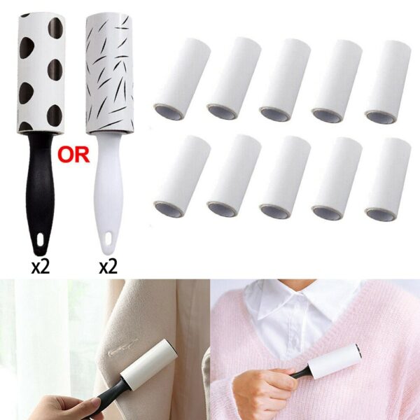 Tearable Roll Paper Sticky Roller Dust Wiper With Refills Sticky Remover Pet Dog Hair Clothes Sofa Dust Cleaning Brush Tool 5