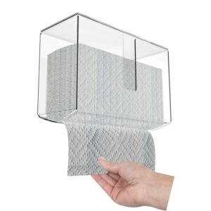 acrylic Wall Mount Paper Towel Dispenser with Lid Clear Folded Paper Towel Holder for Bathroom Toilet and Kitchen 1