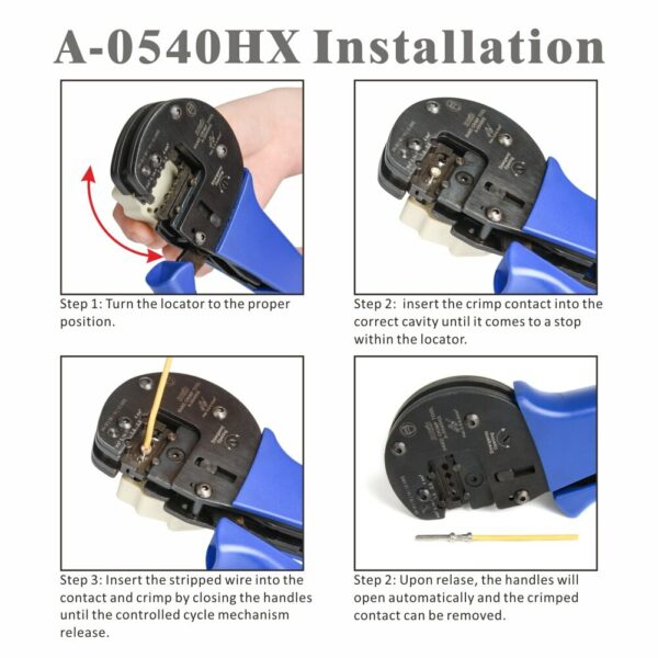 A-0540HX Ratchet Crimping Tools AWG 26-12 Harting Han C,Han D,Han-E Contact or Connectors with Locator Hand Crimper Tool 5