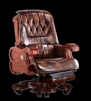 Computer chair home boss chair leather business reclining massage executive chair solid wood swivel chair lift office seat 1