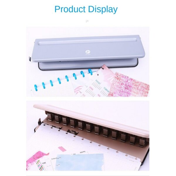 D57D Multifunctional 12 Hole Punch Mushroom Hole Puncher 6 Sheet Capacity with Positioning Ruler Chip Tray for Office School 1