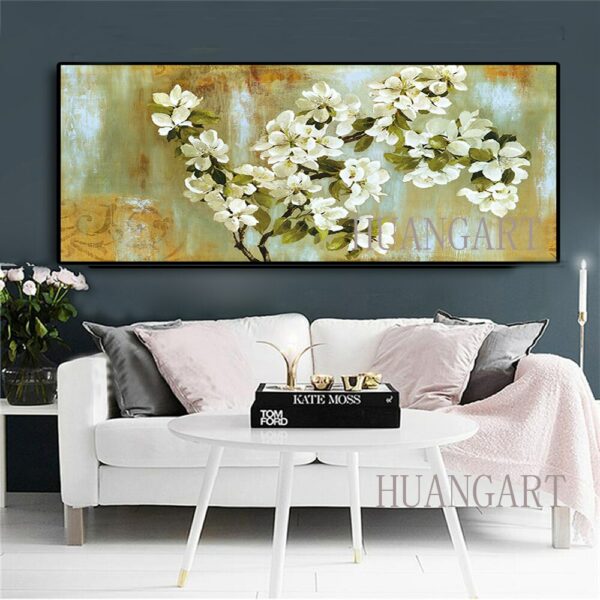 Hand-painted oil painting red flowers of thick oil painting abstract knife office sitting room sofa decorate children room hall 3