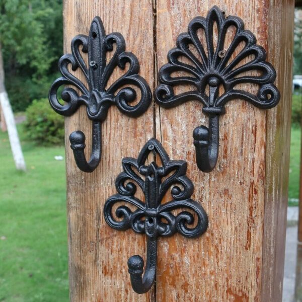 European-style Palace Retro Cast Iron Wrought Iron Flower Hook Single Hook Wall Hanging Decoration Coat Hook Home Decoration 2