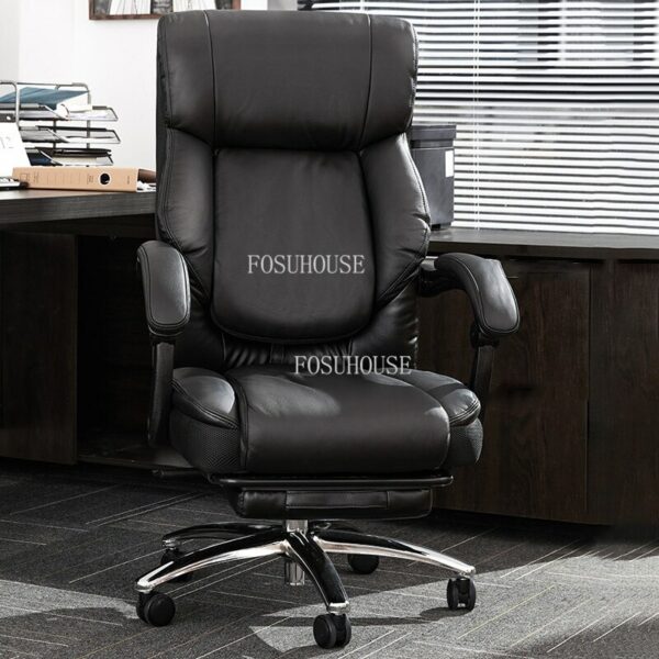 Boss Business Lifting Swivel Office Chairs Reclining Bedroom Dormitory Backrest Armchair Leather Hotel Front Desk Computer Chair 4