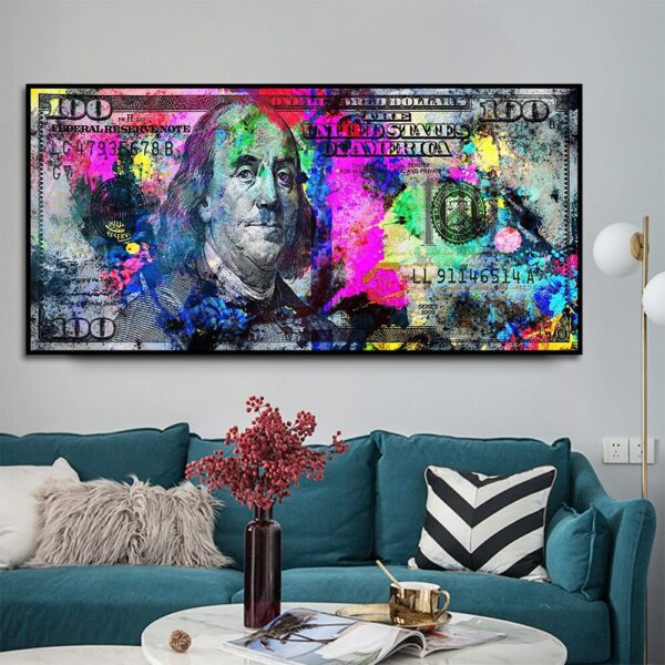 Dollar Bill Money Graffiti Art Canvas Paintings Prints Posters Wall Picture Modern Living Room Home Office Decoration Frameless 3