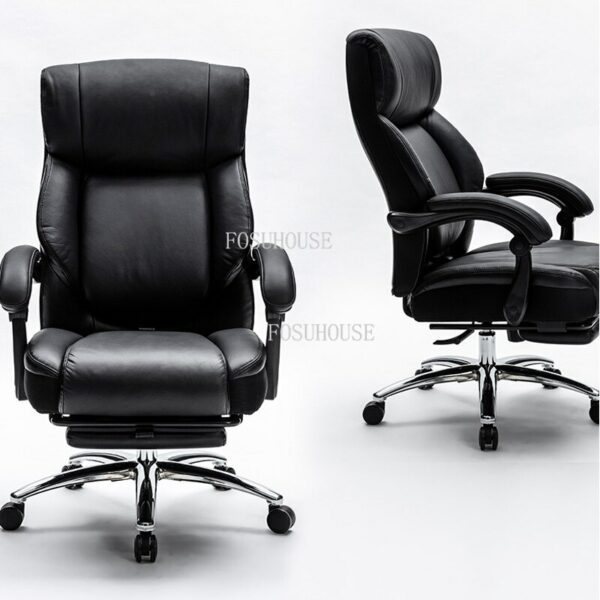 Boss Business Lifting Swivel Office Chairs Reclining Bedroom Dormitory Backrest Armchair Leather Hotel Front Desk Computer Chair 5