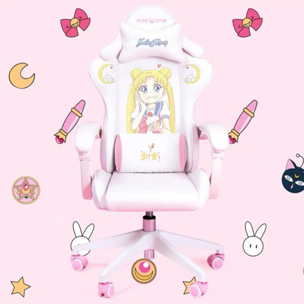 New products WCG gaming chair girls cute cartoon computer armchair office home swivel soft chair lifting adjustable chair 6