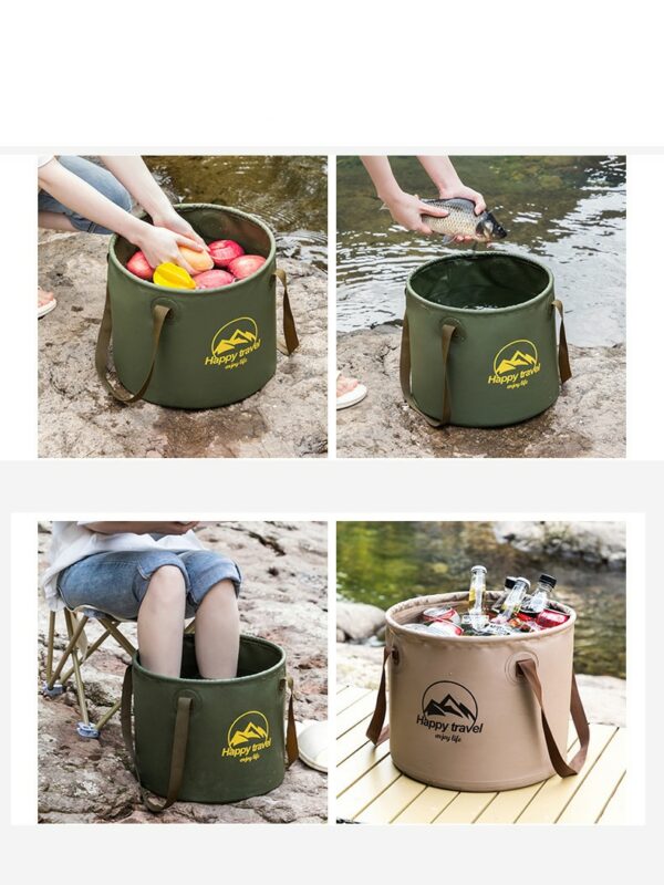 12L Portable Folding Bucket Fishing Outdoor BBQ Travel Foldable Water Bucket Bowl Sink Washing Bag Seal Car Wash Buckets 5