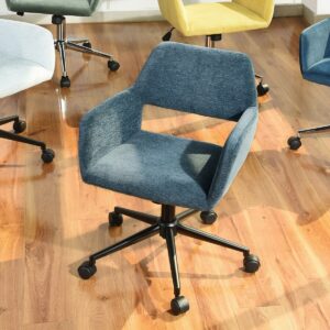 25.6" L x 21.3"W Home Modern Furniture Office Desk Chair Computer Chair Fashion Velvet Adjustable Swivel Office Chair Blue 1