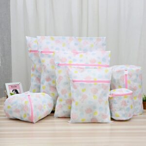 4/5/6pcs Wash Bag Printing Foldable Clothes Cleaning Protect Net Laundry Bag Polyester Mesh Underwear Bra Home Storage C90 1