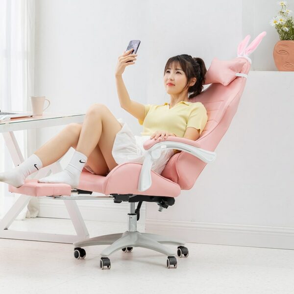 2022 New Pink chair,girls lovely gaming chair, swivel chair,bedroom live gamer chairs,Women comfortable office computer chair 5