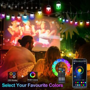 Color Changing String Lights Outdoor,Waterproof Party Lights with APP Control,Sync to Music,Hanging Dimmable RGB Lights Backyard 2