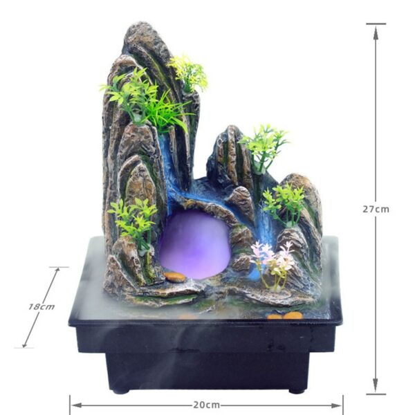 Indoor Relaxation Desktop Fountain Waterfall with Rockery Plant Atomizing Humidifier Perfect for Office Home Bedroom Desk Decor 5