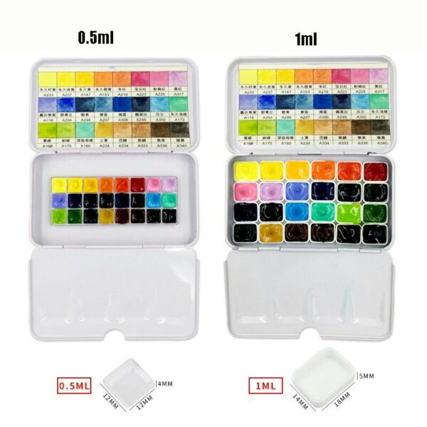 Handmade 24 colors Watercolor Paint Set 0.5/1ML Professional Water Color Paints Mini Rron Box Aquarela Art Supplies 2