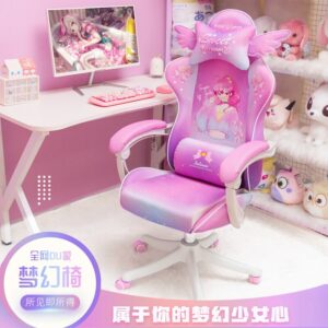 Hot Sale New Pink Cartoon Game Live Gaming Chair Home Comfortable Girl Cute Computer Chair Makeup Stool Adjustable Transfer Sofa 2