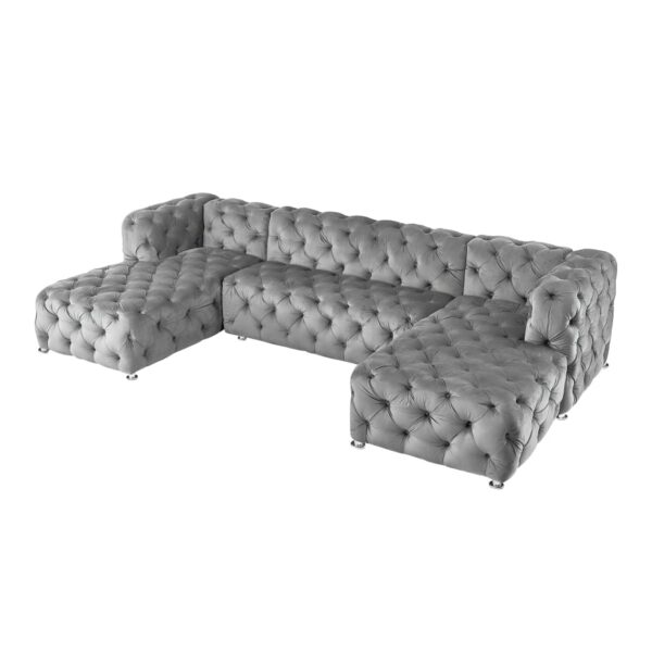 U-shaped modular sofa grey velvet fabric living room sofa modern living room furniture 3