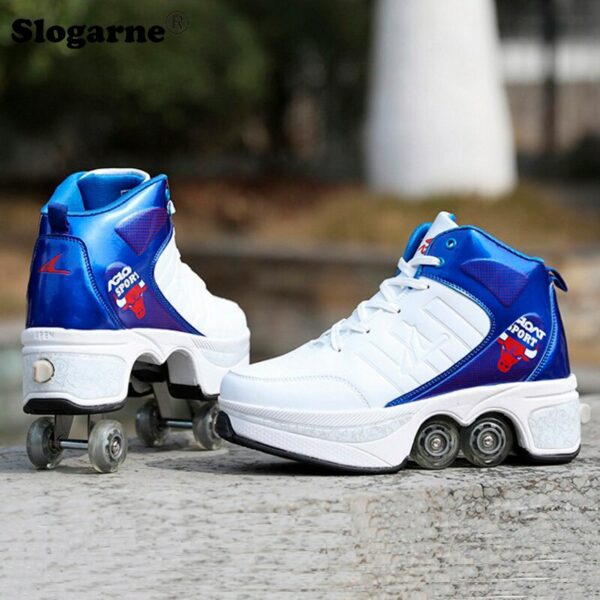 Kids' Roller Skates Boy Girl Unisex Four-Wheels Dual-Use Skate Shoes Double-Row Roller Men Inline Skates Casual Sports Sneakers 4