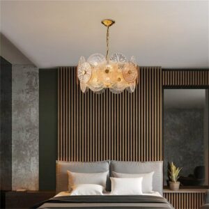 Hongcui Chandelier Gold Pendant Lamp Postmodern Home Round Light Fixture for Living Dining Room 2