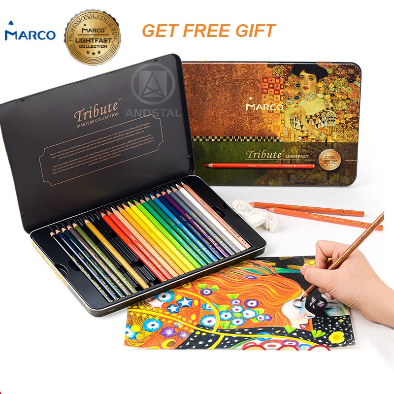 Marco Master Light Fast Oil Color Pencil Set Professional 24 Colored Pencils Art hand-painted Expert Set 2