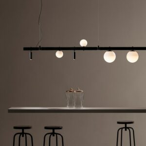 New Minimalist Creative Designer Ring Glass Ball Chandelier Nordic Living Room Household Magic Beans Black Lamps 2