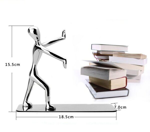 1 Pair/Lot Fashion Cool Metal Stainless Steel Human-Shaped Bookend for School Stationery & Office Supply 6