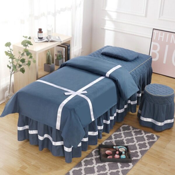 4pcs Beauty Salon Bedding Set Skin-friendly Thick Bed Linens Sheets Bedspread Fumigation Massage Spa Pillowcase Duvet Cover Sets 3