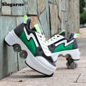 Kids' Roller Skates Boy Girl Unisex Four-Wheels Dual-Use Skate Shoes Double-Row Roller Men Inline Skates Casual Sports Sneakers 2