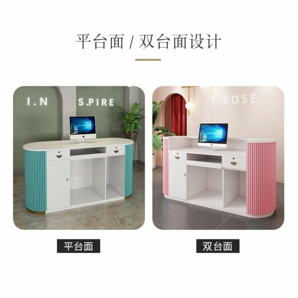 Simple and modern light luxury arc clothing store beauty salon commercial cash register reception desk podium stand レジカウンター 5