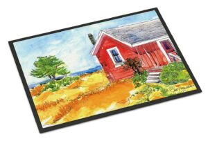 Old Red Cottage House at the lake or Beach Door Mat Indoor Rug or Outdoor Welcom