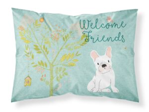 Welcome Friends White French Bulldog Fabric Standard Pillowcase