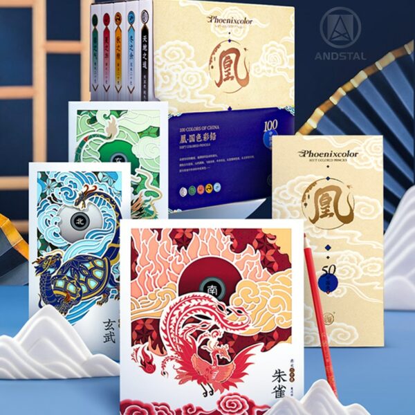 Andstal Phoenixcolor Artist Colored Pencil Chinese Style Oil Color Pencils 50/100 Gift Box Drawing Pencils Set Art Supplies 1