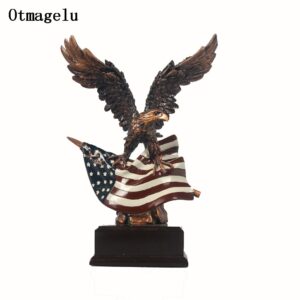 Vintage Resin USA Eagle Figurines Miniatures Living Room Statue Home Decor Artificial Ornament For Office Desktop Crafts Gifts 1