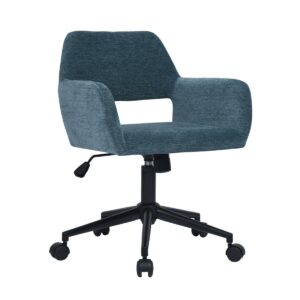 25.6" L x 21.3"W Home Modern Furniture Office Desk Chair Computer Chair Fashion Velvet Adjustable Swivel Office Chair Blue 2