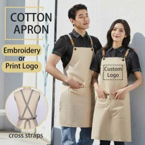 Home Kitchen Apron Men Chef Apron Restaurant Waitress Cleaning Apron Coffee Shop Apron Embroidery Printing Custom Logo Apron 1