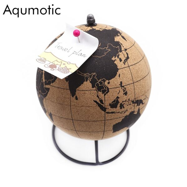 Aqumotic Cork Globe Decoration No Word 1pc World Message Board with Push Pins Large and Small Office Table Decora 2