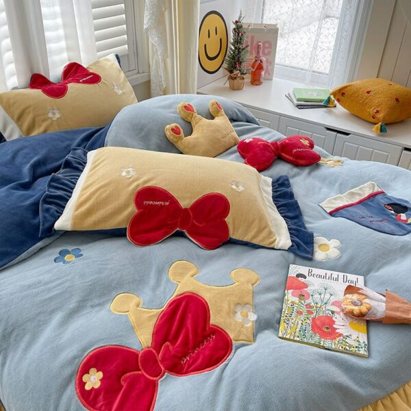 Disney winter cartoon princess at large milk velvet four-piece simple coral velvet bed linen children's bedding 4