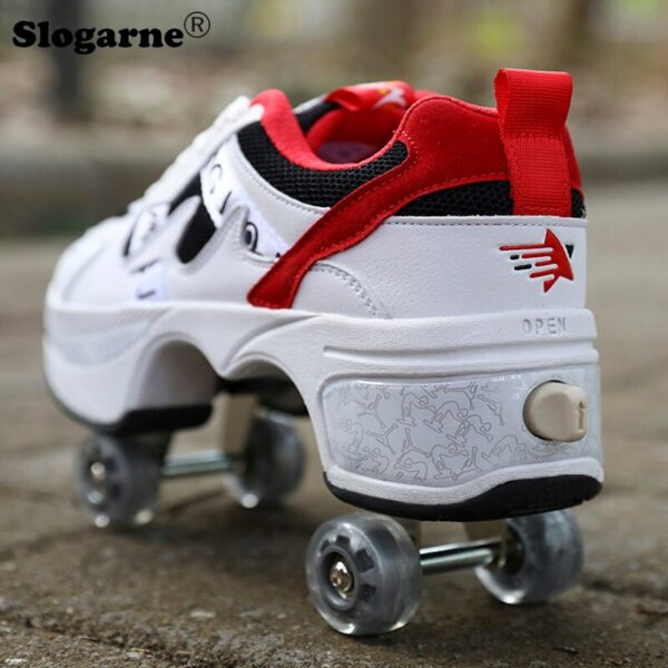 Kids' Sneakers Four Wheels Skate Shoes Dual Use Walking Double-Row Roller Girls' Running Roller Skates Boy Inline Skates Unisex 6