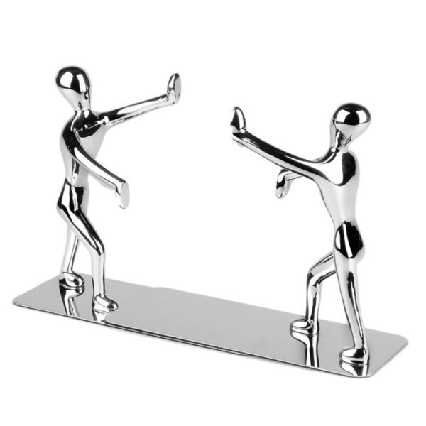 1 Pair/Lot Fashion Cool Metal Stainless Steel Human-Shaped Bookend for School Stationery & Office Supply 3