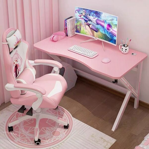 Pink Computer Desk Home Office Desktop Game E-sports Table Anchor Live White Computer Desk Internet Cafe Gaming Desk 3