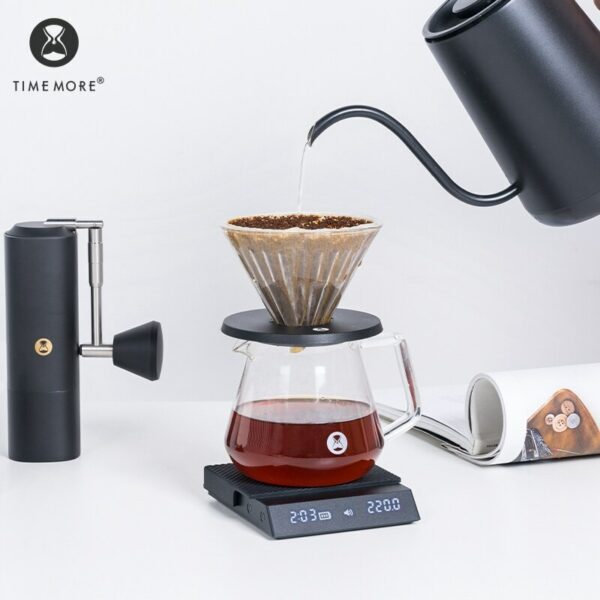 TIMEMORE Store Black Mirror Nano Espresso Coffee Kitchen Scale NEW Weighing Panel With Time USB Light Mini Digital Give the mat 6