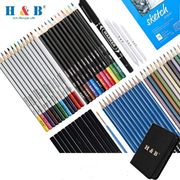 Professional Sketch Pencil Set 71PCS Drawing Kit Charcoal Metallic Oil Colored Pencils For Students Painting Art Supplies 5