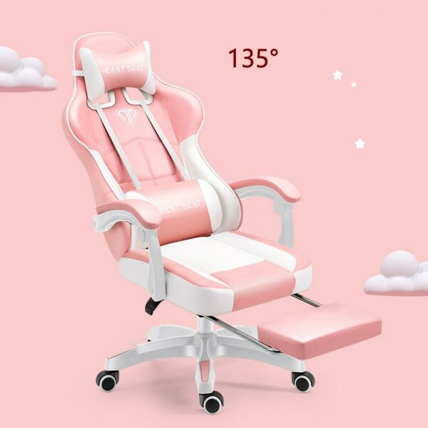 Pink gaming chair,grils live gamer chair,Lifting Adjustable Swivel computer chair White office chair,bedroom home furniture 3