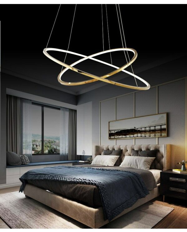 OUFULA LED Pendant Light Luxury 9 Rings Chandelier Fixtures Modern for Home Living Room 5