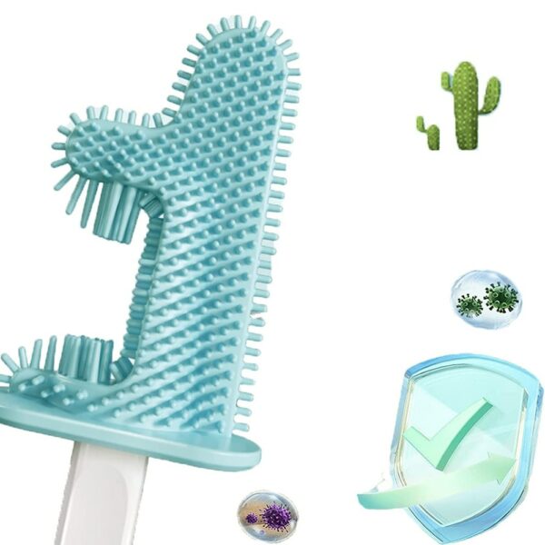 No Dead Angle Cactus Toilet Brush Leak-proof Water Belt Base Flat Head Flexible Soft Brush With Quick-drying Bracket Set 3