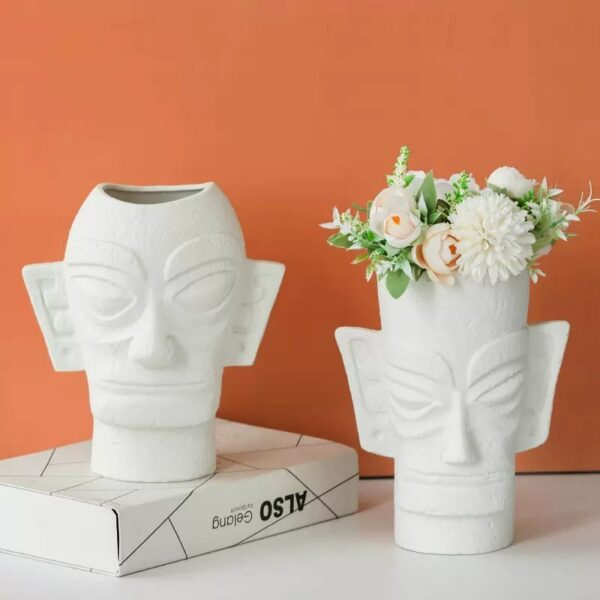 Creative Face Ceramic Vase Porch Living Room Flower Arrangement Office Hotel Antique Cultural Art Decoration Ornaments Gifts 5