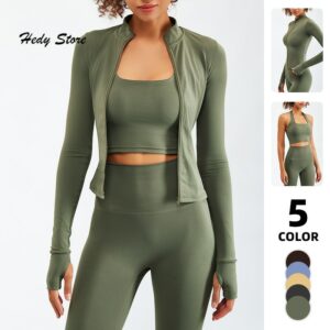 Nude yoga clothes women's autumn and winter zipper long-sleeved fitness clothes set body running fitness sportswear 1