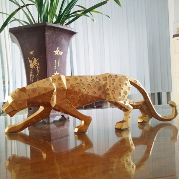 Geometric Cheetah Statue Modern Abstrac Animal Figurine Desktop Office Resin Leopard Sculpture Craft Decoration Gift Home Decor 5