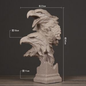 Vintage Resin Double Eagle Head Figurines Miniatures Living Room AAnimal Statue Home Decor Ornament For Office Desktop Gifts 2